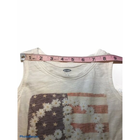 Old Navy Girl's Size 3T Tank Top Sleeveless Wild And Free Flag Graphic White New - Picture 6 of 10